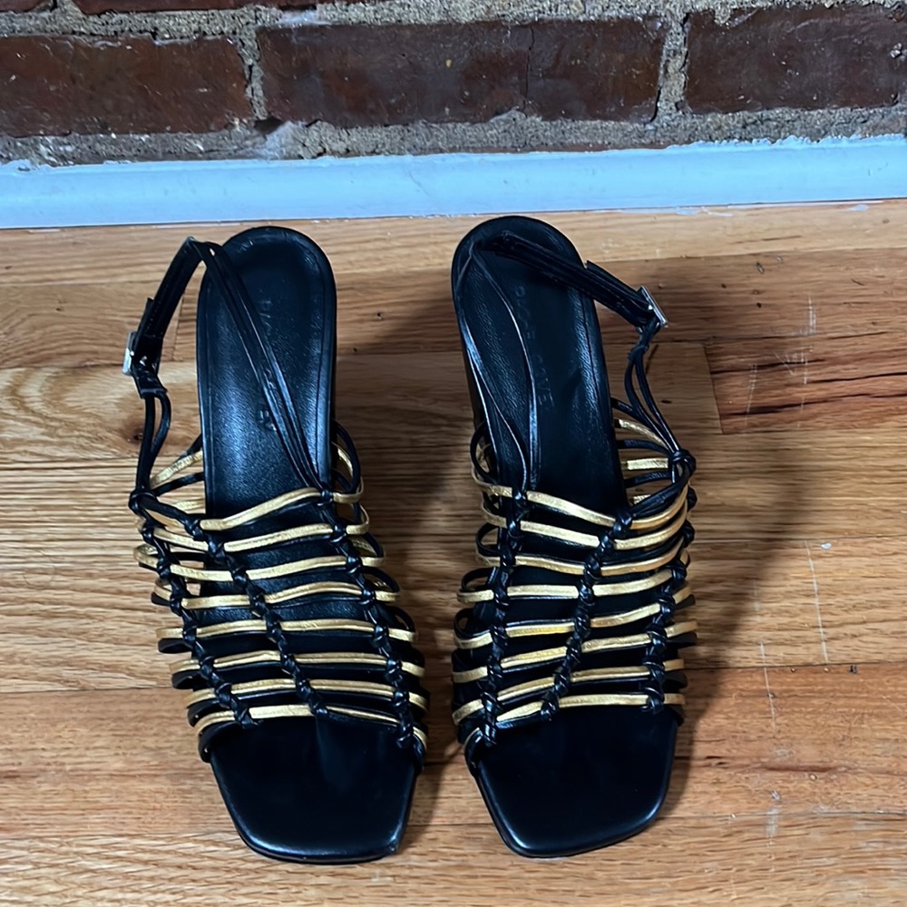 Rachel Comey black and gold slingback Kross heels